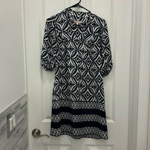 Banana Republic Navy Blue and White Ikat Dress - Size 2